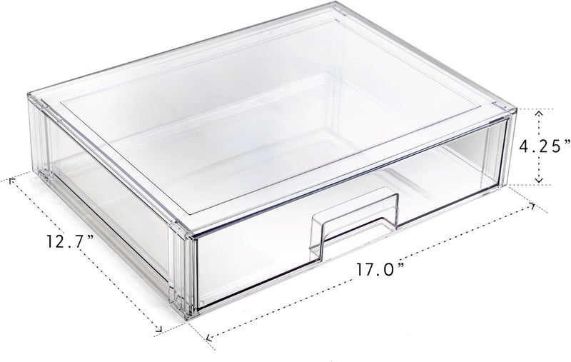 BINO | Stackable Storage Drawers, Shallow X-Large - Clear | THE CRATE COLLECTION | Storage Bins With Drawers Bathroom Organizers and Storage Organization and Storage Under Sink Organizer Vanity Home - Image 2